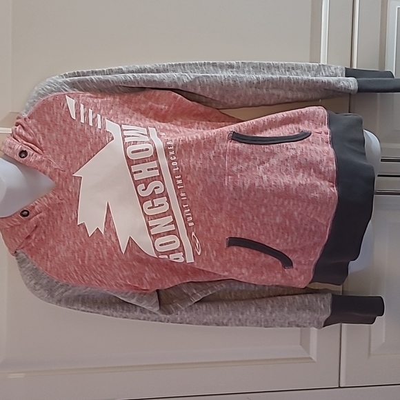 Gongshow Pink Grey Hockey Hoodie Cotton Sweater Bunnyhug M - Picture 1 of 10